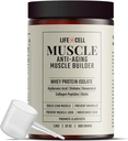 LifeCell Whey Protein – Costruttore di muscoli anti-invecchiamento con funghi Shiitake, collagene e acido ialuronico – non aromatizzato, senza zucchero aggiunto, senza soia, senza glutine, 600g (18 Servings)