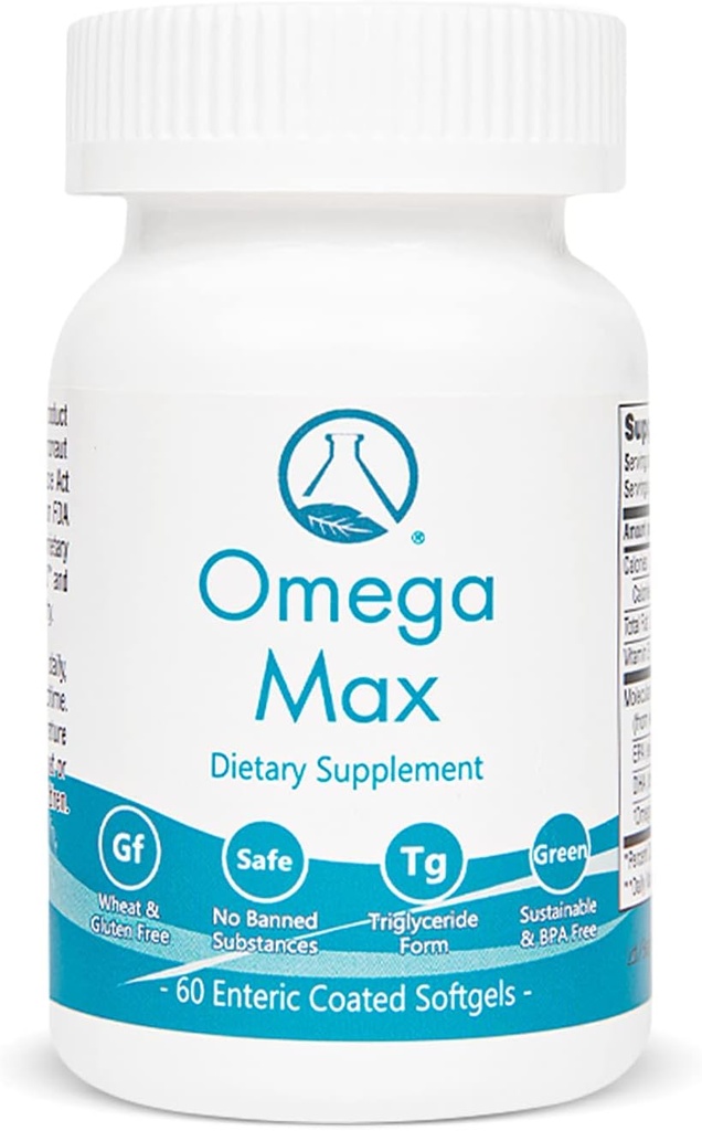 Omega Max - 60 Ct immatricolato, nessun Burp Fish Oil I Omega-3 EPA DHA Supplemento I Cuore, Visione, Cervello e supporto immunitario, 2000mg/serving