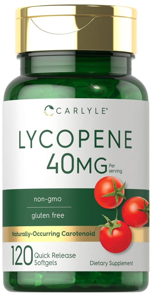 Carlyle Lycopene 40mg | 120 Softgels | Carotenoide naturale | Non OGM & Gluten Supplemento gratuito