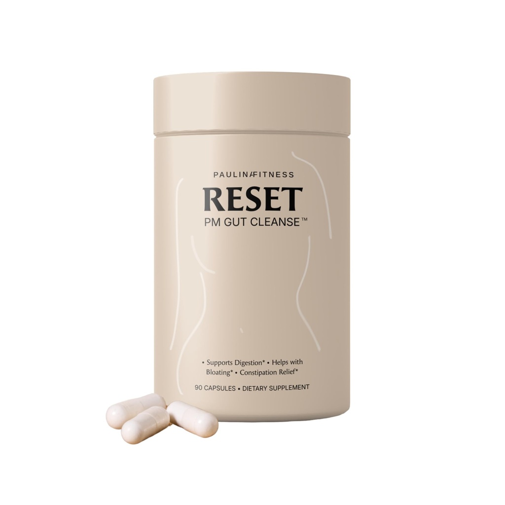 Paulina FITNESS Reset Overnight Digestive Aid, Bloating Relief, & Gut Health Supplement | Detox naturale & Digestive Cleanse per supportare la gestione del peso e la costipazione allevia | 90 capsule