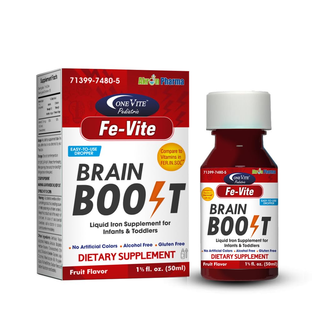 Pediatric FE-Vite Drops | Supplemento di ferro liquido | 50ml, 1.66 Fl Oz (Pacchetto di 1)