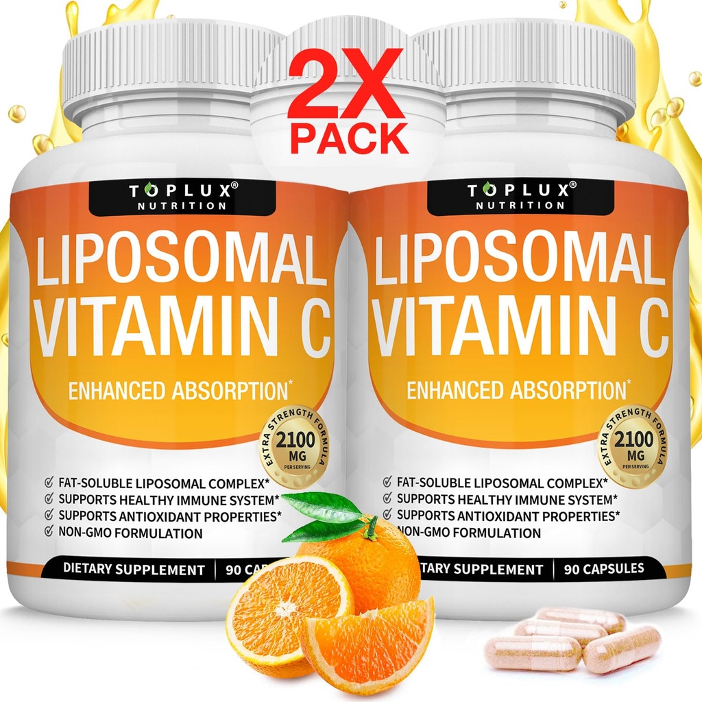 Vitamina Liposomal C 2100mg ad alto assorbimento Fat Soluble VIT C - Supporto Immune Collagen Booster Immunity Defense & Potente Antiossidante, MCT Oil & Sunflower Lecithin, Acido Acsorbico, Vegan Non OGM