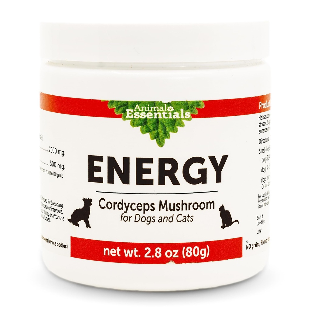 Integratore di funghi per cani e gatti - Support Stamina & Endurance, Funzioni respiratorie e renali sani, Antiossidante, Estratto di polvere di funghi - 2.8 Oz (Pack of 1)