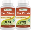 Migliore naturali Zinc 30mg Integratori (come Citrato di Zinco) - Vitamine di zinco per Adulti Supporto Immune - 120 compresse (120 conteggio (Pack of 2))