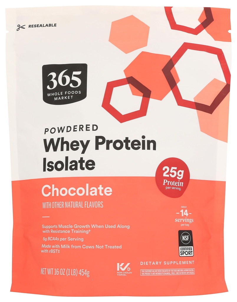 365 by Whole Foods Market, Whey Protein Isolate, Cioccolato, 16 once