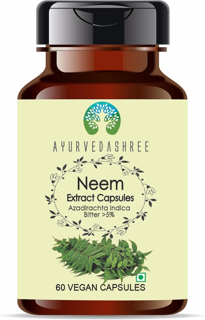 Neem Extract 500mg - 60 Capsule Vegetariani | Azadirachta Indica | All Natural | 100% Vegan | Gluten-Free | GMP Certified.