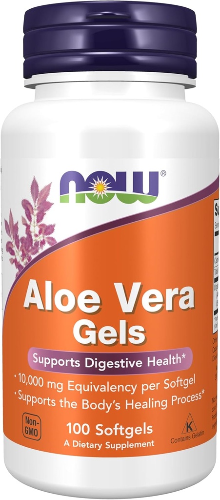 NOW Aloe Vera Gel, 10000mg, 100 Softgels (Pack of 3)