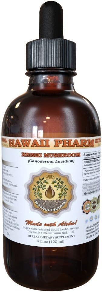 Reishi Liquid Extract - Tonico di imperatori, Organic Reishi Mushroom (Ganoderma Lucidum) Tintura, Integratore di erbe, Hawaii Pharm, Made in USA, 2 fl.oz