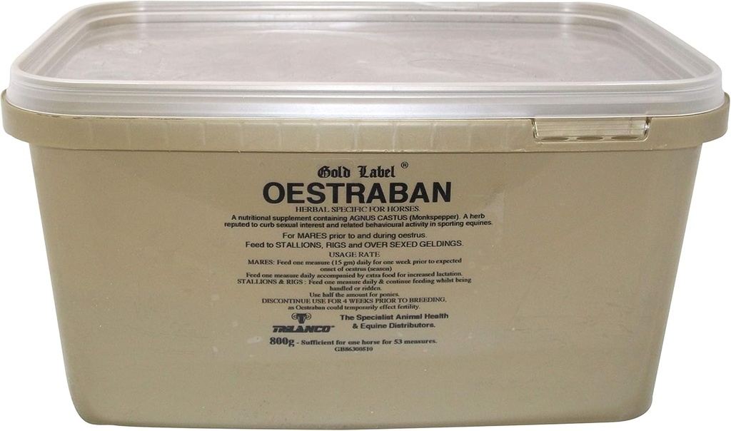 Oro Etichetta Oestraban, Supplemento cavallo, Mantiene l'equilibrio dell'ormone, 800 Gm