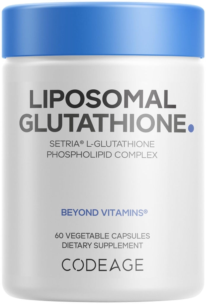 Codeage Liposomal Glutathione Supplement - Pure Ridotto Setria L-Glutathione, Liposomal Delivery, Phospholipid Complex - Pillole in Glutathione Incapsulate - Vegan, Non-GMO - 60 capsule