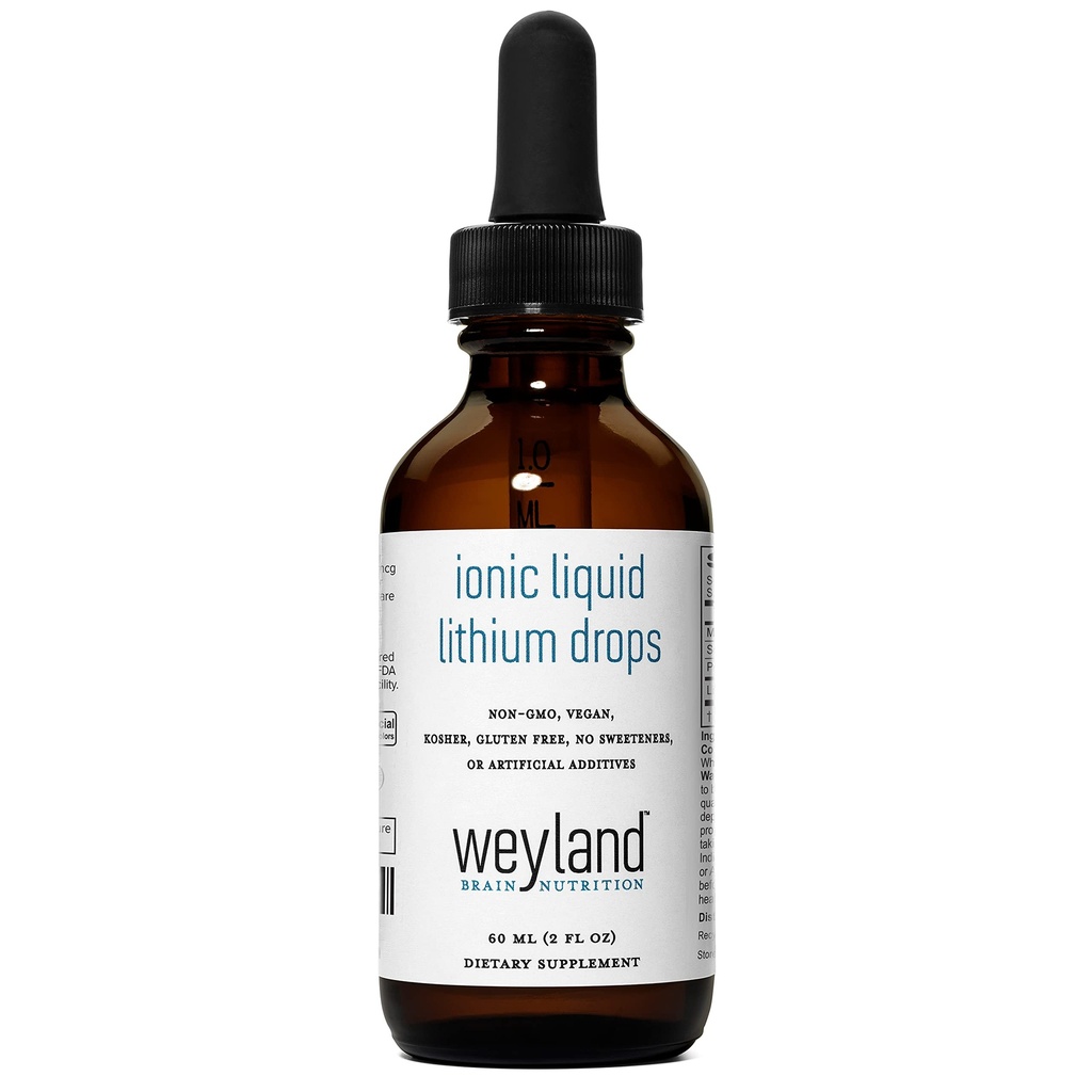 Gocce di litio liquido ionico | Magnesio, sodio, potassio, litio | Salute cerebrale | Gocce minerali di trace | 60 mL (2 Fl Oz)