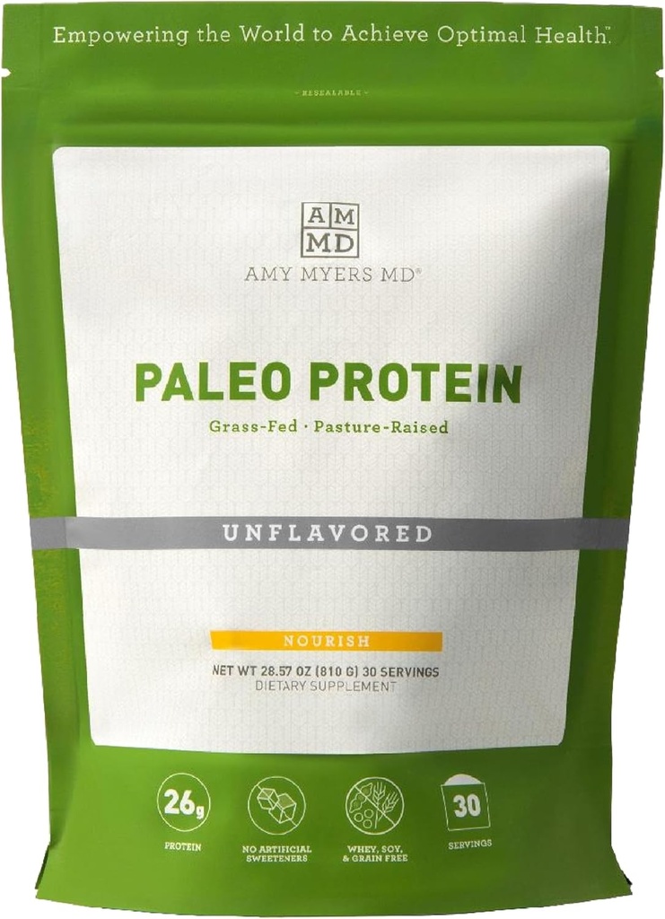 Amy Myers MD polvere di proteina di Paleo - non aromatizzata, 20 Serve - Funzione di Gut basata sul collagene - Integratore di proteine senza glutine e non-periry
