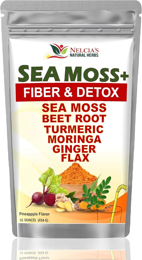 Latte testile con Moss e Turmirico Supplemento Polvere per il supporto immunitario, Body Cleanse e disintossicazione Include BeetRoot, Moringa, Dandelion, Burdock e Flax semi | 16 oncia (28 porzioni)