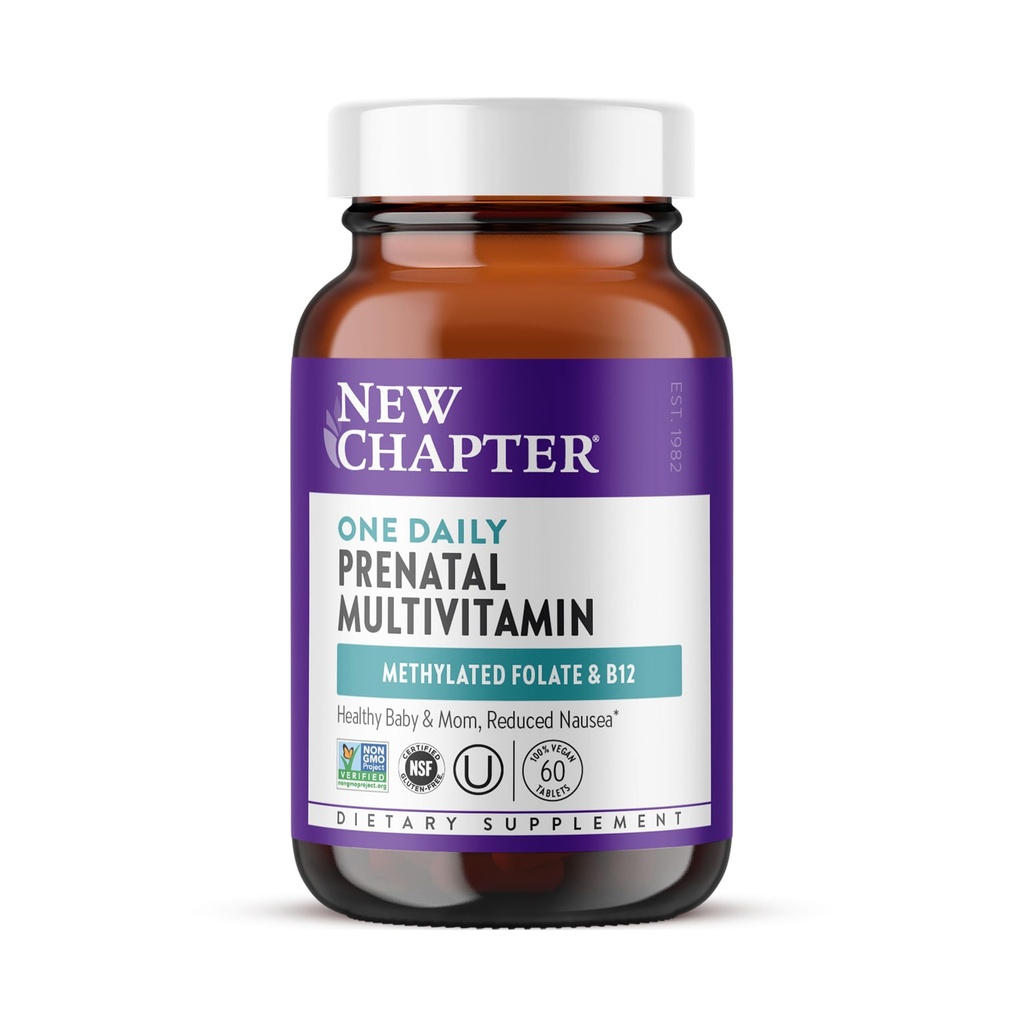 Nuovo Capitolo Vitamine Prenatali, Un Multivitamina Prenatale Quotidiano con Methylfolate + Choline per la mamma sana & Baby, Gluten Free & Non-OGM, 60 Conte