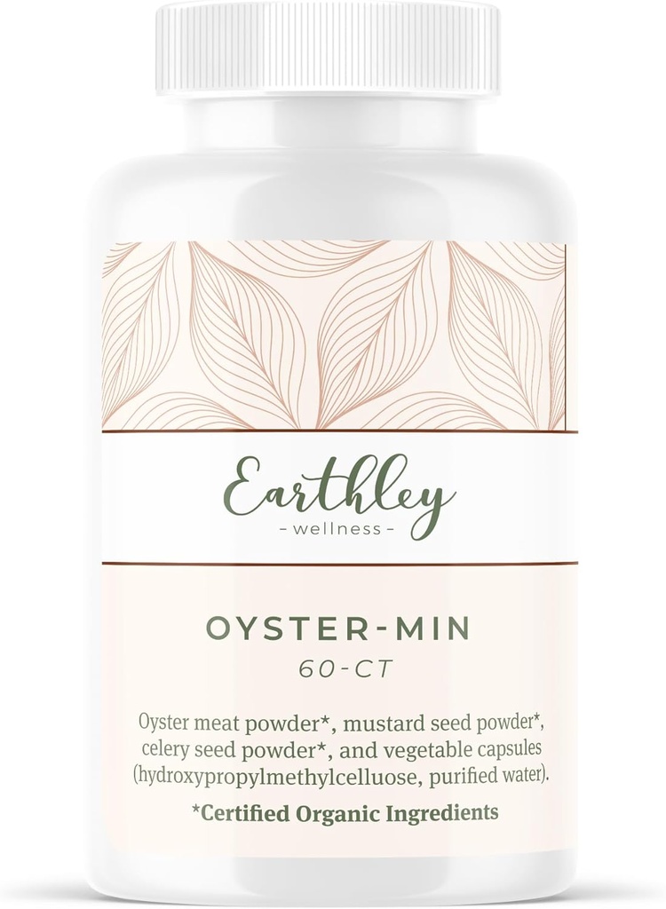 Earthley Wellness, Oyster-Min Capsule, Zinco Naturale e Supplemento Minerale, promuove l'energia e l'umore, ricco di antiossidanti e aminoacidi, 100% puro e biodisponibile (60 capsule)