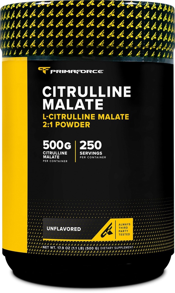 PrimaForce L-Citrulline polvere di malato, non aromatizzata, 500 grammi - Vegan, Non OGM