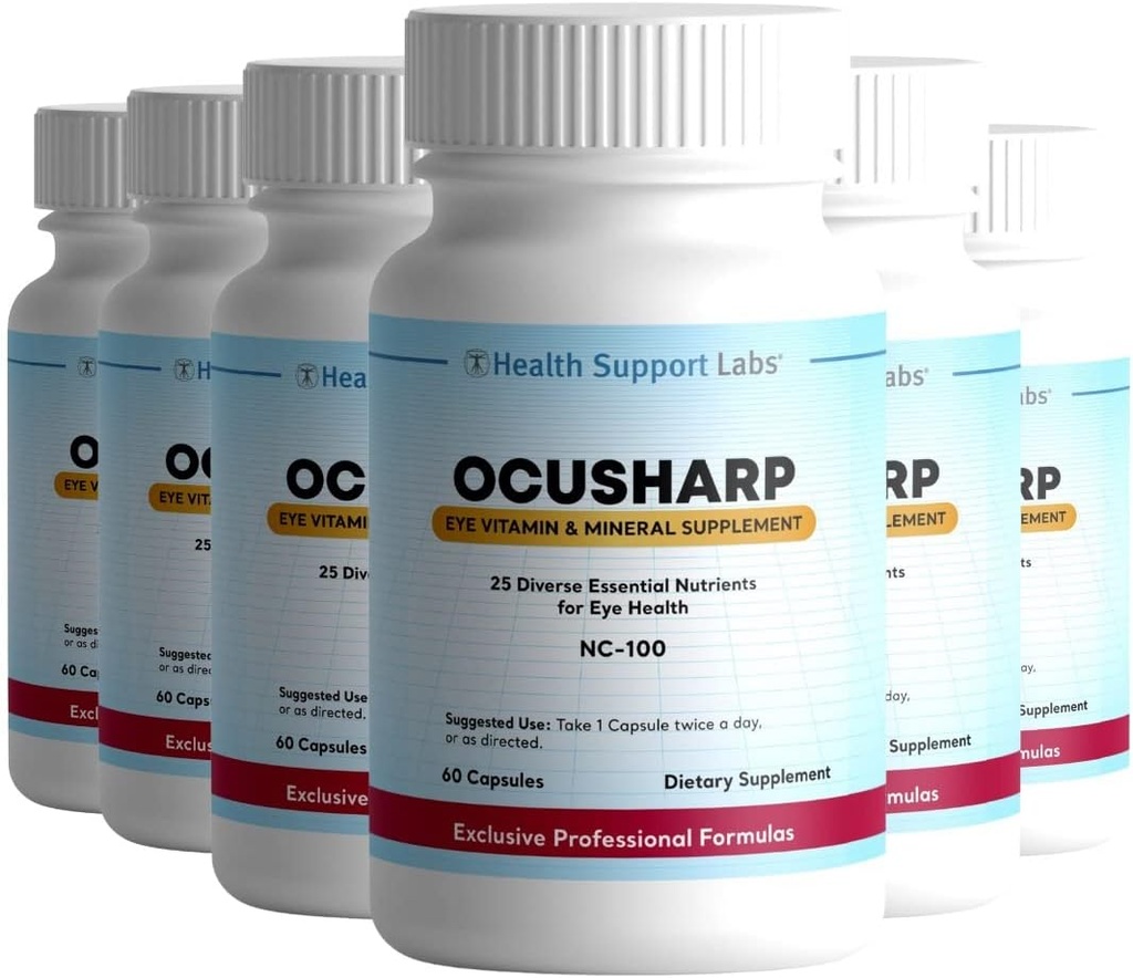 Ocusharp Vision Health Formula con Zeaxanthin, Lutein, Bilberry Exrtract, Eyebright & More - Eye Vitamin Supplement, 60 capsule (6)