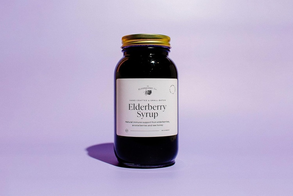 Il Sirup di Elderberry Co. Elderberry con Aronia Berries Supporto Immune Naturale per Bambini e Adulti (32 oz.)