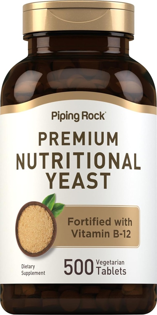Piping Rock Nutritional Yeast Tablets | 500 pillole | Fortificata con vitamina B12 Complex | Supplemento non OGM