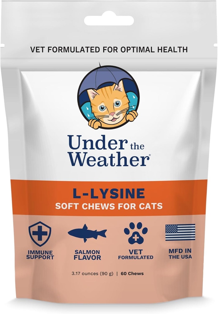 Sotto il Meteo Pet Daily Cat L-Lysine | Boost Immune System Ridurre i sintomi respiratori | Mantenere la risposta normale del sistema immunitario | 60 stelle