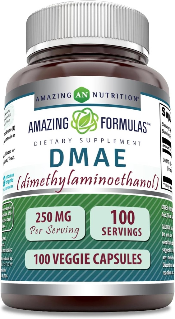 Incredibile Formulas DMAE Supplemento | 250 Mg | Capsule vegetali | Non OGM | Gluten-Free | Made in USA (1 Pack, 100 Count)