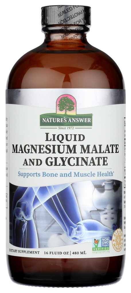 Magnesio Glycinate & Magnesio Liquido Malato - 16 Oz Concentrato di Magnesio - Vegan & Gluten-Free - Bone, Muscolo e Supporto Cardiovascolare - Adatto per tutti