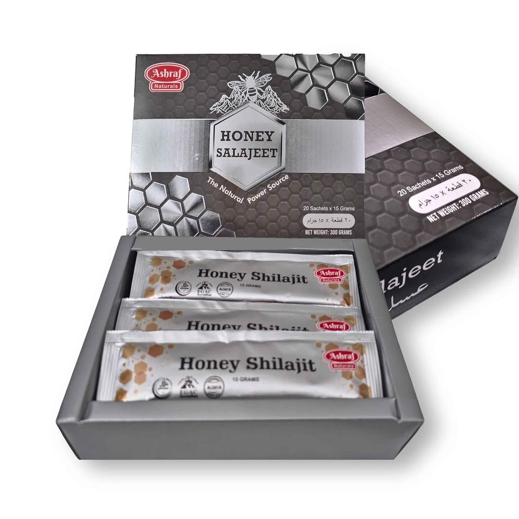 Miele naturale Shilajit Sticks 15 Gram Ogni 20 Sticks - Shilajit Resina con miele puro crudo, acido Fulvic & Trace Minerals, Nutrienti basati sulle piante per l'energia, la vitalità e il supporto immunitario ||20 Sticks