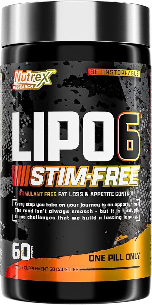 Nutrex Research Lipo6 Stimulant Perdita di Peso Gratuito & Appetite Pillole di Dieta Suppressant – Bruciatore grasso di pancia termogenico, Cravings di combattimento, Metabolismo Boost – 60 Serve