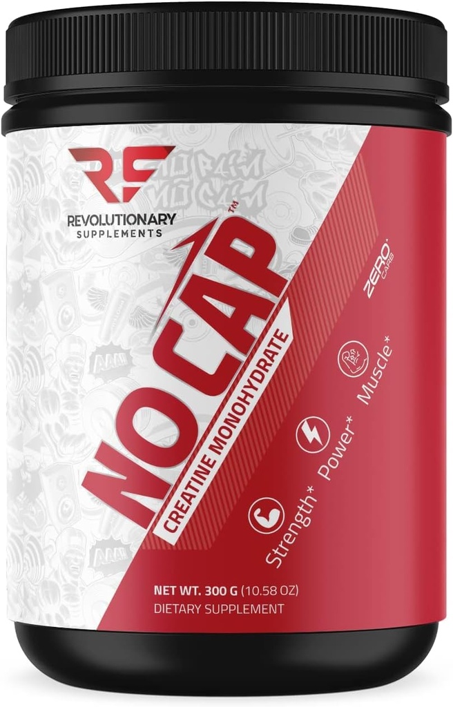 Integratori Rivoluzionari No Cap Creatine Monoidrato Polvere - 5mg per Scoop, 60 Serve - Non aromatizzato, Aumentare la crescita muscolare, Aumentare le prestazioni - 100% puro, sicuro ed efficace