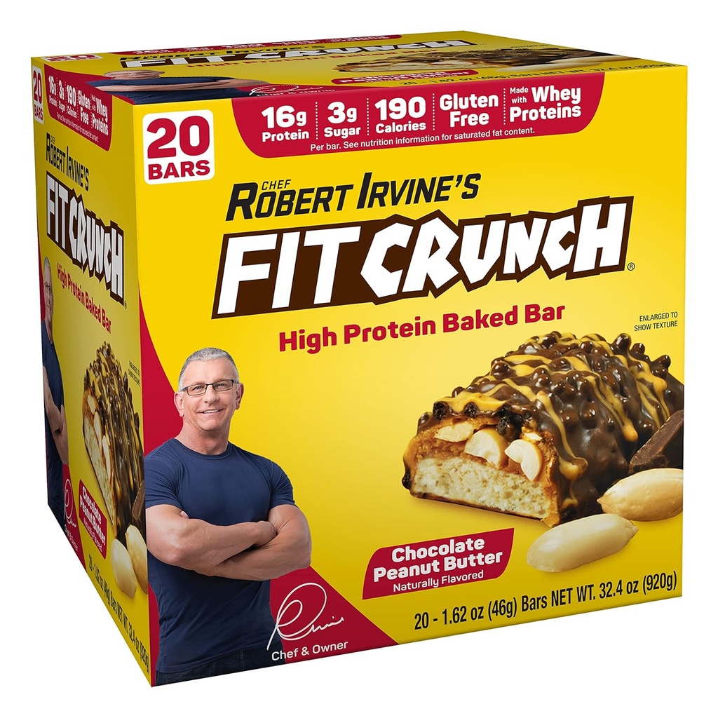 FITCRUNCH Protein Bars, Snack Size Value Pack, Gluten Free, Realizzato con proteine del siero (20 Snack Size Bars, burro di arachidi)