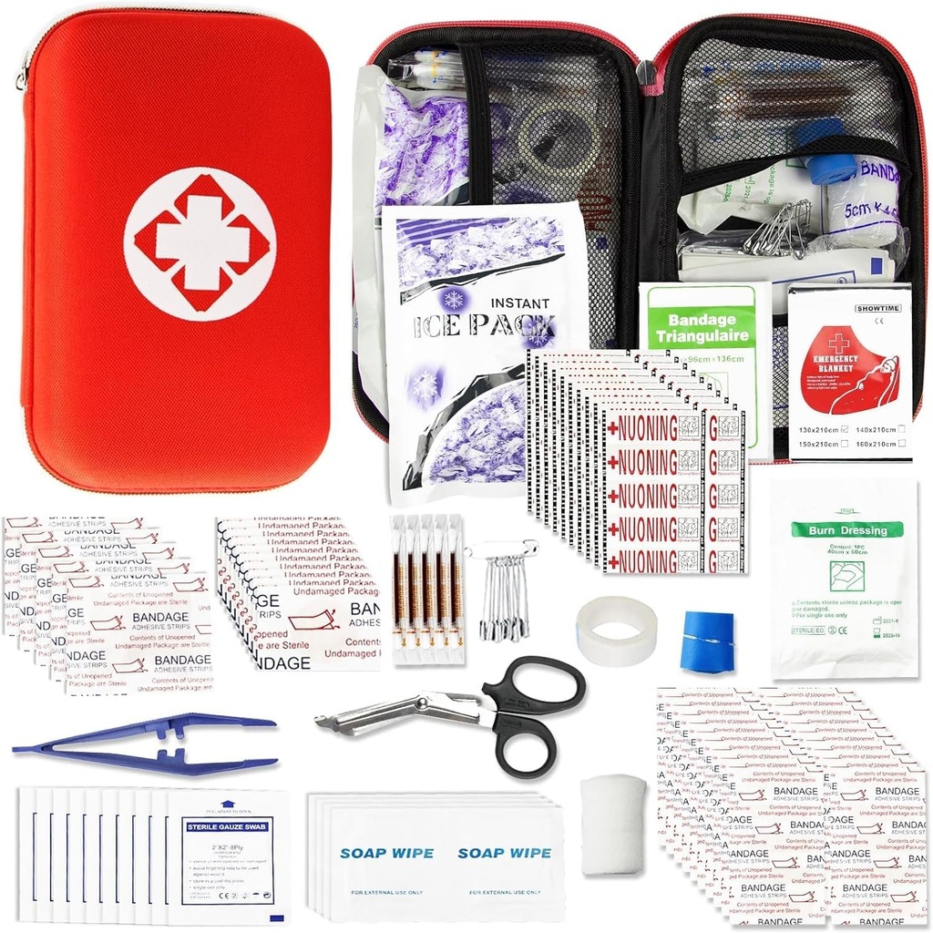 Kit di pronto soccorso per la casa Escursionismo Camping Sport all'aperto, 275 Pezzi Survival Supplies Kit di emergenza, Mini Borsa per ingranaggi con Basic First-Aid Essentials for Emergency Cases Angel wish