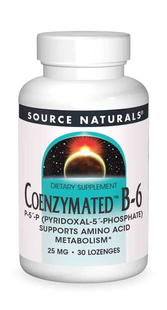 Fonte Naturals Coenzymated B-6 25mg P-5 Pyridoxal-5 Phosphate Fast-Acting, Rapido Dissolvere Sublingual Vitamin Supports Metabolismo Aminoacido - 30 Lozenges