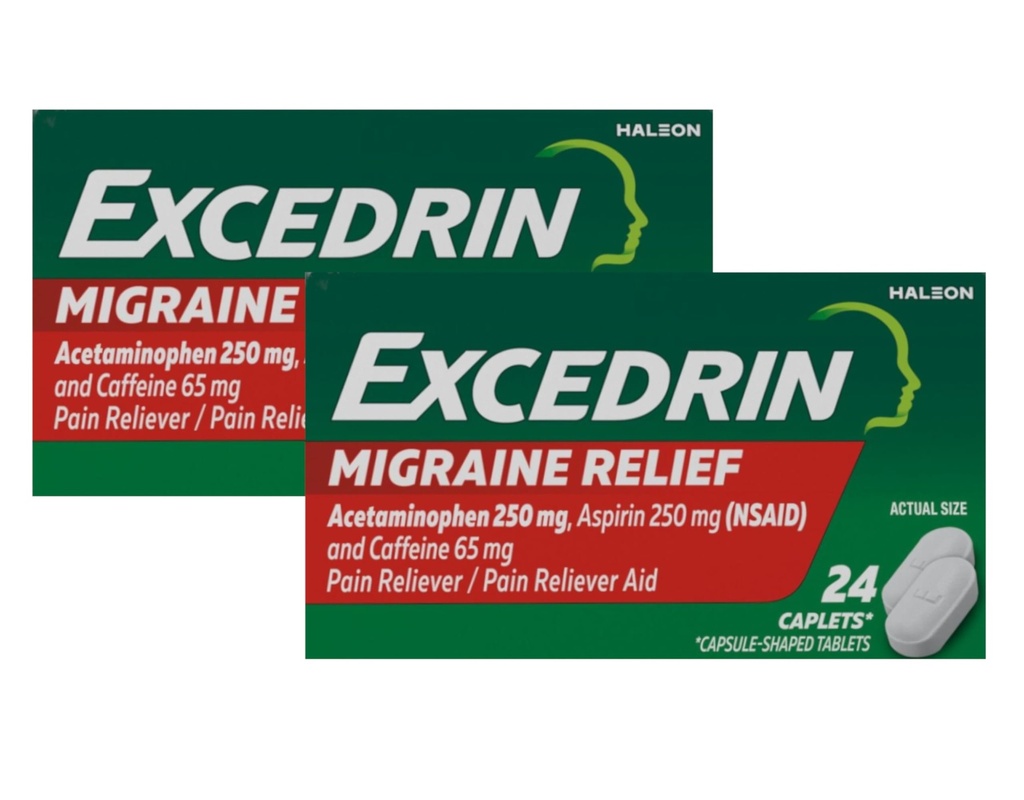 Excedrin Migraine Pain Reliever Caplets, 24 Conte (Pacchetto di 2)
