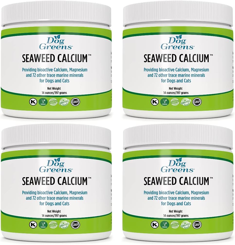 Integratore minerale di calcio alghe marine per cani e gatti, 14 oz - Il calcio migliore delle alghe marine della natura precedente, alta qualità rispetto a farina di ossa o polvere di conchiglia dell'uovo, calcio essenziale per gli animali (4 pacchetto)