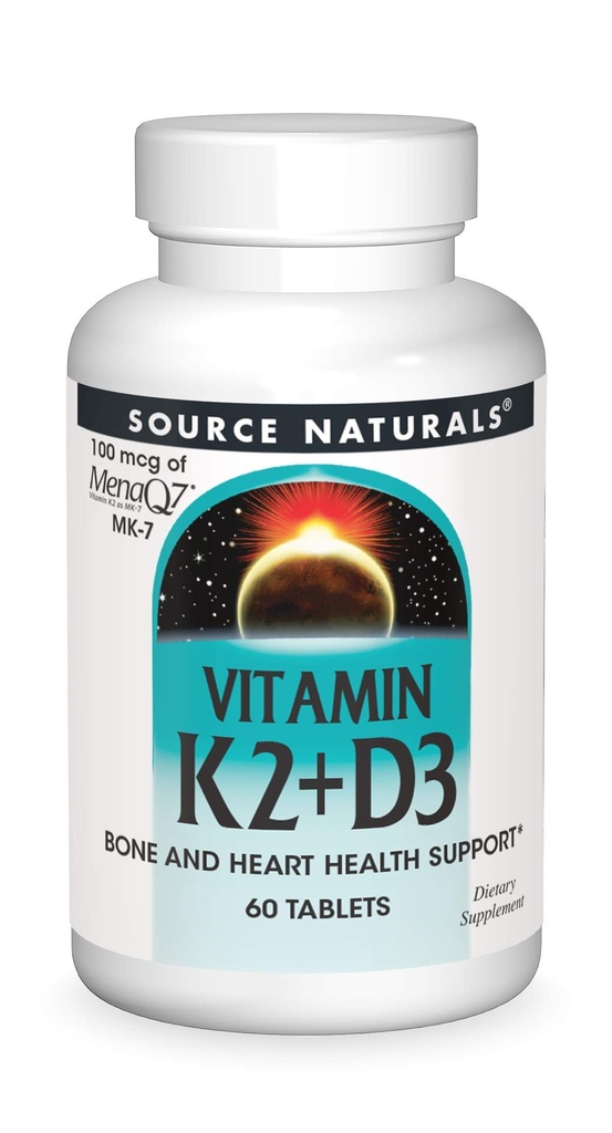 Vitamina K2 + D3 Bone & Heart Health Complex - 400 IU Vitamina D3 & 100 mcg Vitamina K2 (MK-7) con Calcio - 60 compresse