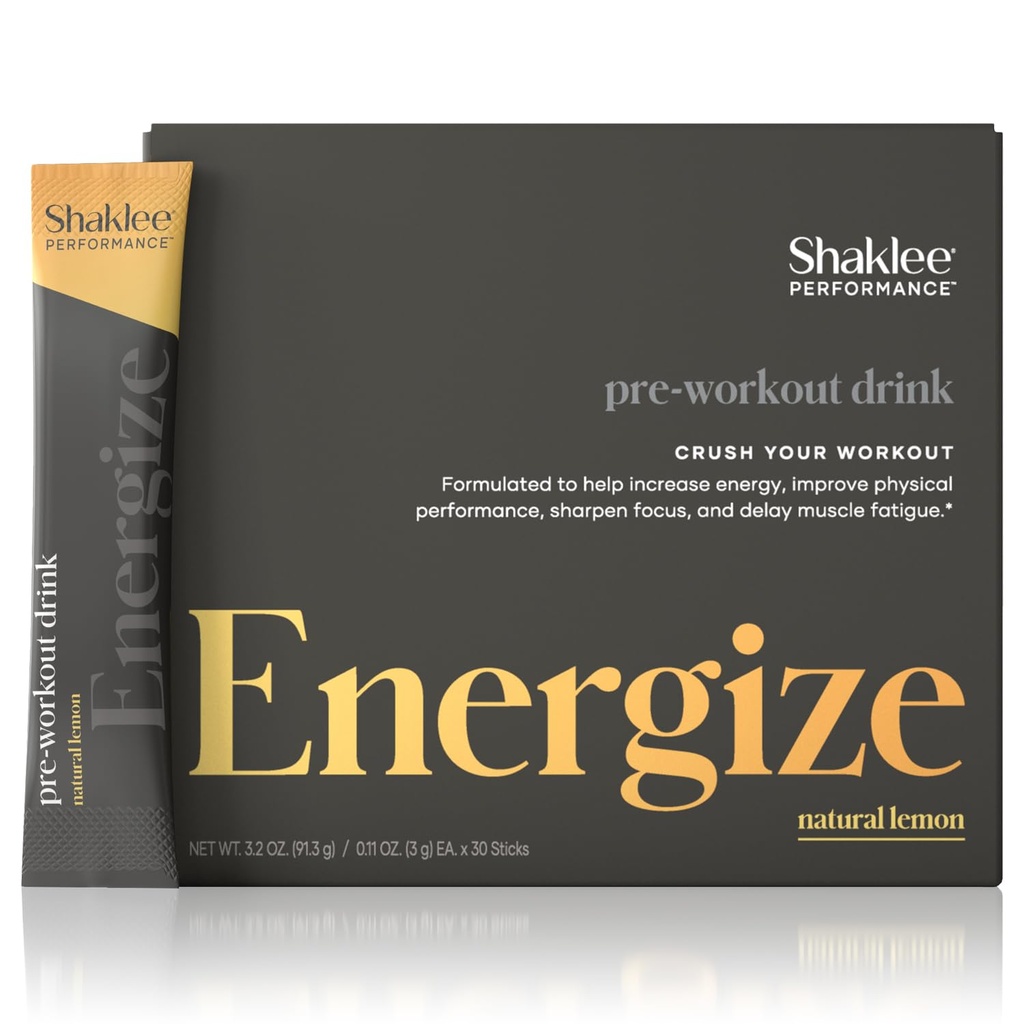 Shaklee - Performance Pre-Workout Energy Drink - Green Tea Extract Lemon Flavor - Energy Boost - Beta-Alanine & L-theanine - 100mg Caffeina, 800mg Beta-Alanine e 100mg L-theanine - 30 Servings
