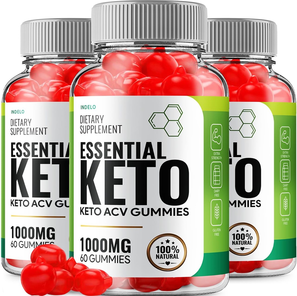 (3 Pack) Essential Keto ACV Gummies - Advanced Formula Essential Keto + ACV Gestione del peso Gummies Aceto di sidro di mele Keto Integratore Dietetico Essenziale Recensioni Vitamina B12 B6 (180 Gummies)