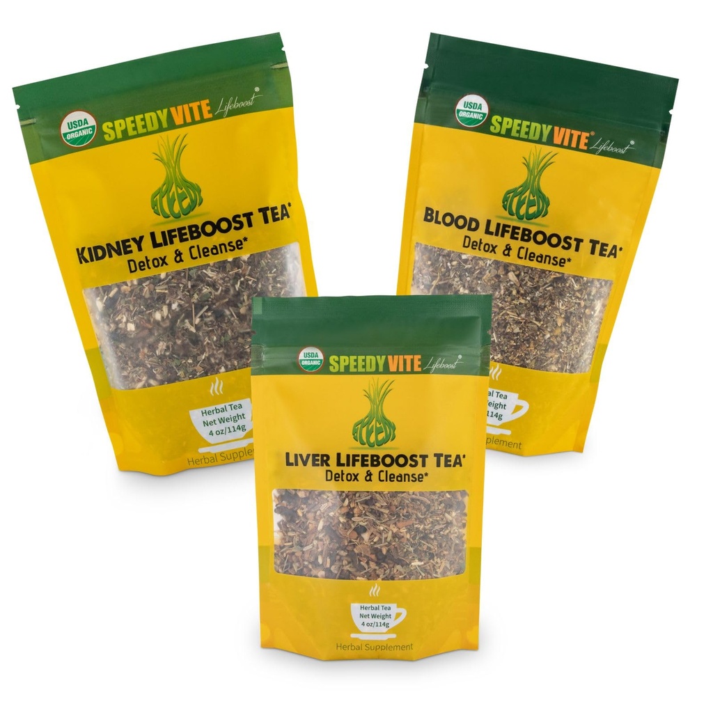 Speedyvite tè totale Detox & Cleanse Combo: Detergente di sangue tè 4oz + Kidney Bladder Tea 4oz + Liver Detox Tea 4oz Natural Herbal Supplement