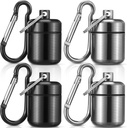 Hicarer 4 Pack Ear Plug Carrying Case Portatile Portacandele Portabicchieri Portabicchieri in metallo Impermeabile Portacontainer Pillole Piccolo Portacandele per portagioie e portagioie (nero, grigio)