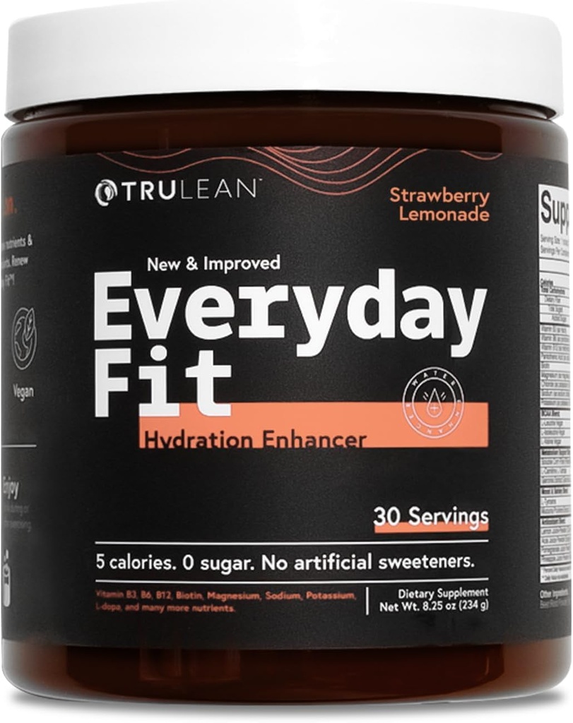 TRULEAN Everyday Fit Water Enhancer Zucchero Polvere elettrolitica gratuita Bere BCAA Blend Keto Amino Acid Supplemento Delicious Strawberry Lemonade 30 Servings (Pack of 1)