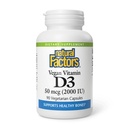 Fattori naturali Vegan Vitamin D3 2000 IU - Supporta Bone & Immune Salute - Colecalcifero vegetale - Capsule Vegetariani - 90 Capsule (90 Serve)