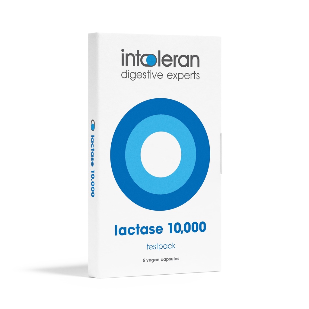 Intoleran Lactase 10,000 Digestive Enzymes Testpack - 6 capsule | Supplemento per l'intolleranza al lattosio | Lactase Enzyme aiuta Digest Dairy & Lactose | High Dosed & Fast Acting | Vegan | Low FODMAP