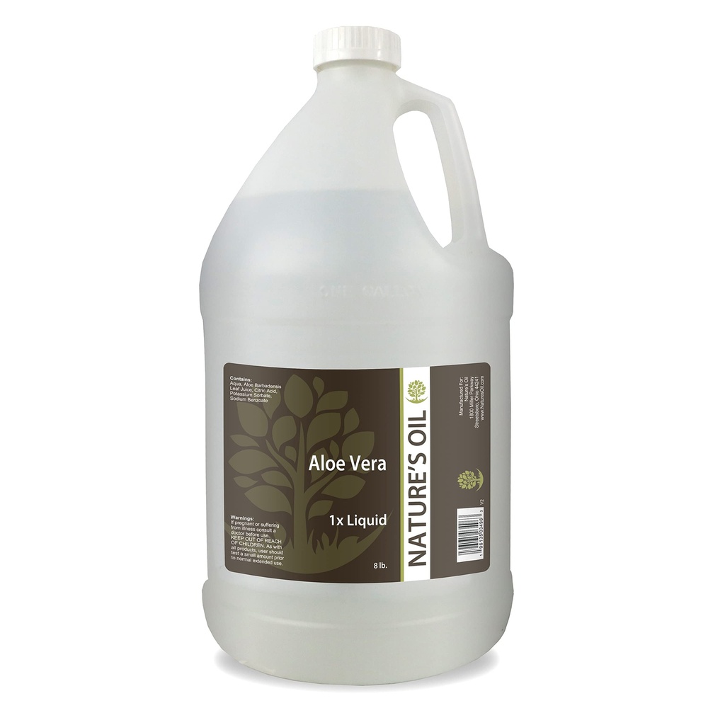 Olio di natura Aloe Vera Liquido 1x, 8lbs (1 gallina) Estratto puro di aloe per la cura della pelle, la cura dei capelli e la cura personale fai da te