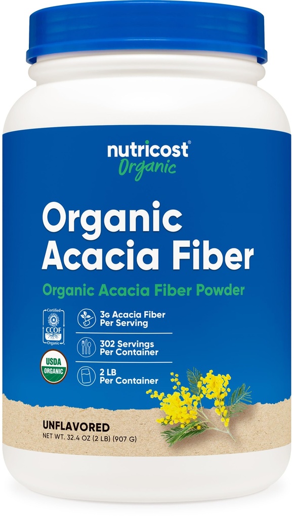 Polvere di fibra di acacia biologica Nutricost (2 LB) - Certificato USDA Organico, Non OGM, Gluten Free