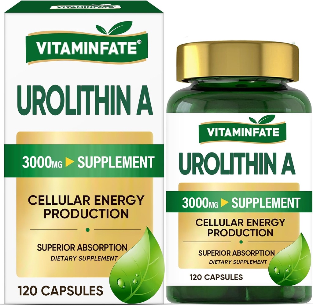 3000 MG Urolithin A Supplemento - 120 Capsule Supporti Antiossidante, Aumento dell'invecchiamento sano, Mitocondriale, Riparazione Cellulare per Uomini & Donne