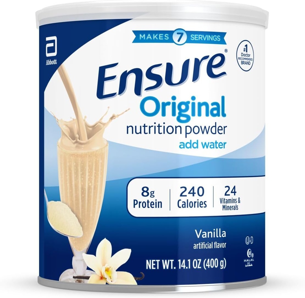 Assicurare la polvere originale di Vanilla Nutrition | Polvere di proteina di Vanilla | Miscela di Shake Piccola Sostituzione di Pasto | 8g Protein, 24 Vitamine & Minerali | Salute Immune | 14.1 oz