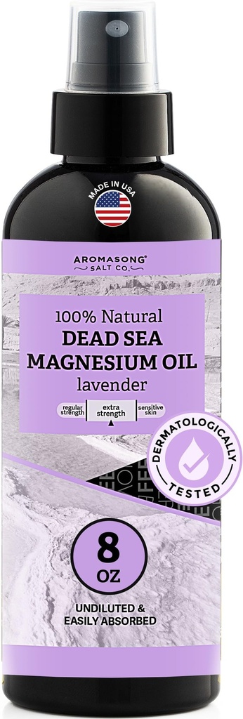 Spray di Magnesio ultra puro di Aromasong con lavanda naturale al 100% 8 OZ