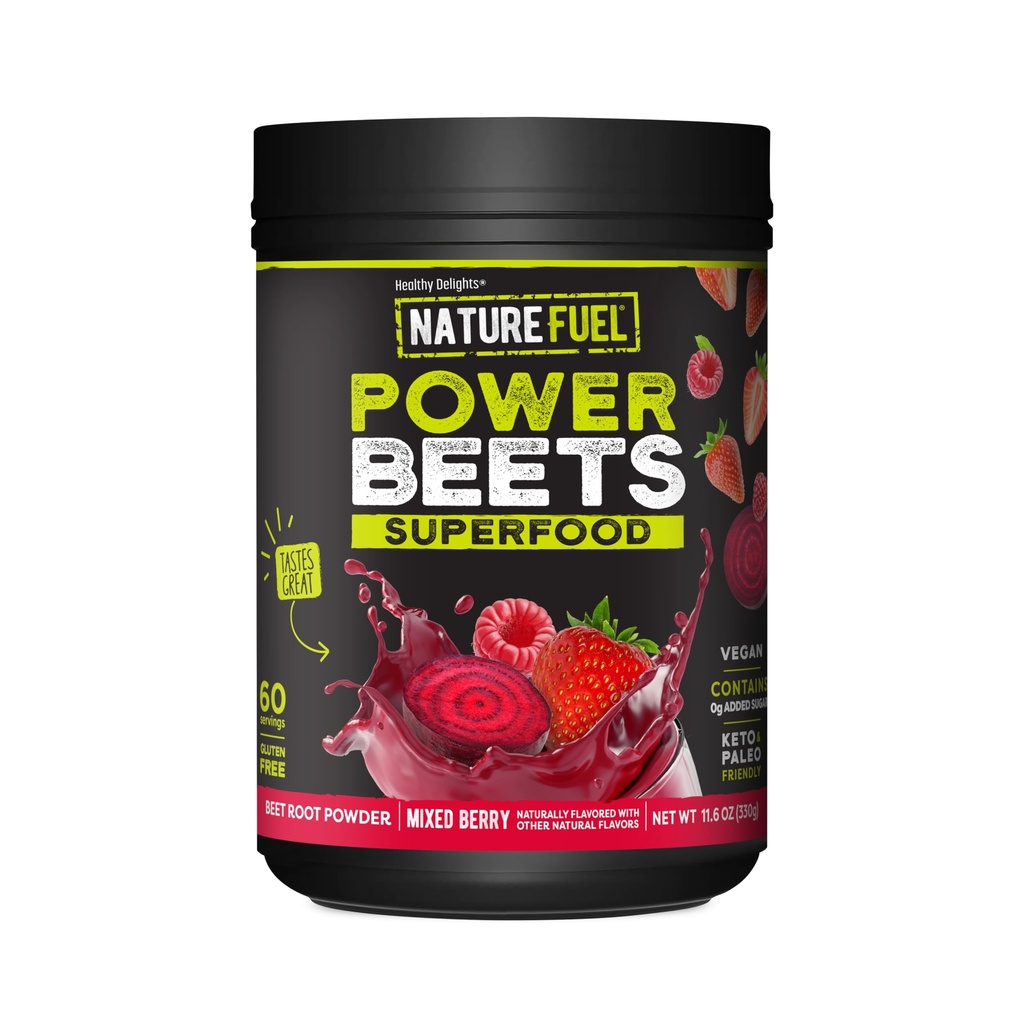 Beet di alimentazione del combustibile della natura Polvere, Delicious Misto Berry, Concentrato Superfood Supplemento, Supporta la Circolazione, Energia naturale & Stamina, Non-OGM, 60 Serve (Packaging May Vary)