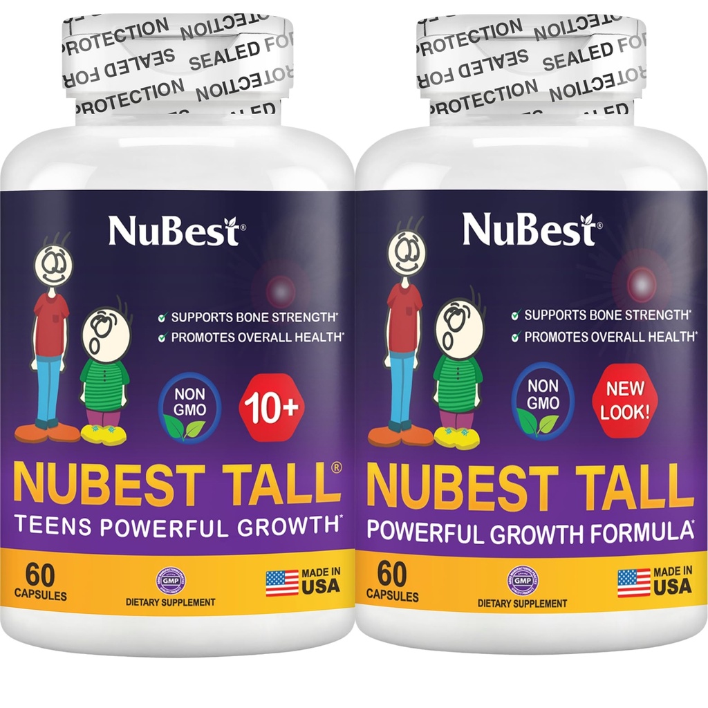 NuBest Bundle Tall 10 Tall | Supporto per la crescita dell'altezza per bambini e adolescenti | Calcium, Vitamine D3 K2, Collagen & Herbs | Bone Strength, Focus & Development