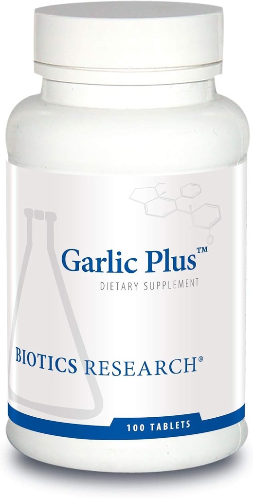 Biotics Research Aglio Plus Pure Aglio Concentrato Plus Vitamina C e clorofilline, Supporta la salute cardiovascolare, Funzione immunitaria, Forte Antiossidante 100 compresse
